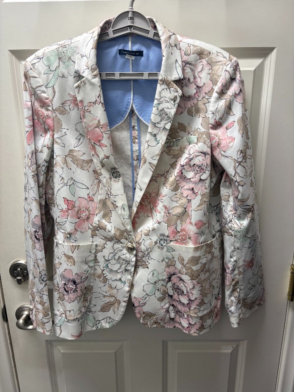 Tommy Hilfiger Cream Floral Blazer - Size 16 Womens - Preloved